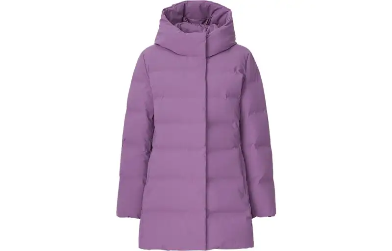 UNIQLO Down Jackets Women's Quicksand Purple Hooded Thickened Down Coat