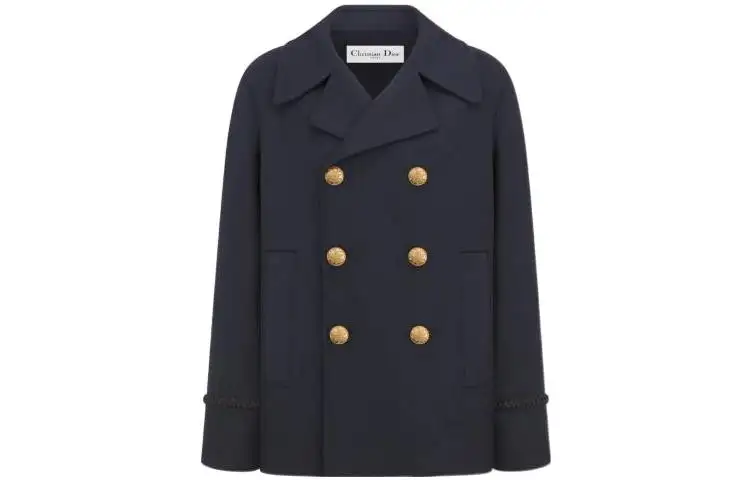 DIOR Jackets Women's Marine Blue Lapel Moderate Other