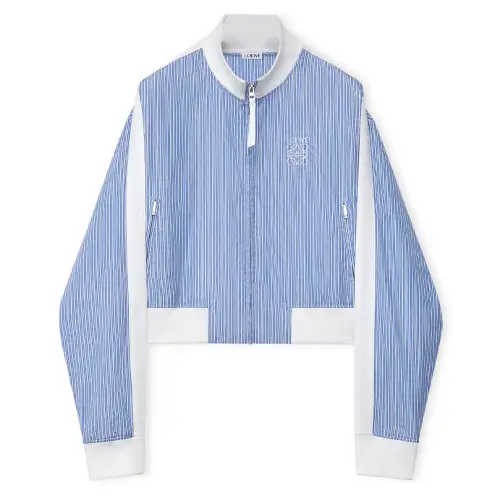 LOEWE Tracksuit Jacket In Striped Cotton Jackets & Coats Women's Blue