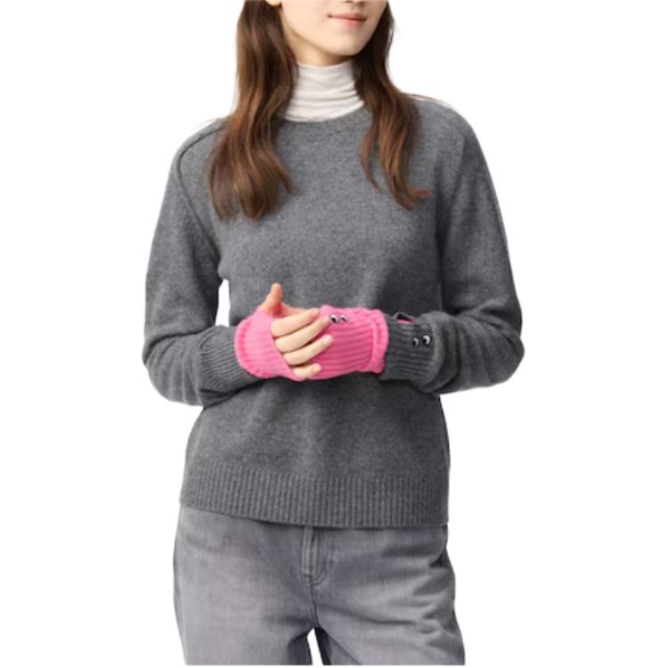 UNIQLO UNIQLO x Anya Hindmarch joint model FW24 cuff thumb hole eye pattern round neck pullover cashmere sweater for women