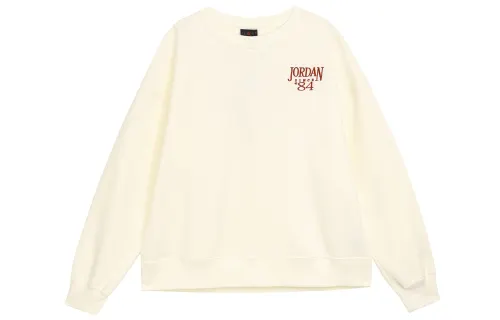 Jordan Numbers Letter Embroidery Casual Crew Neck Fleece Lined Long Sleeved Sweatshirt Women's White
