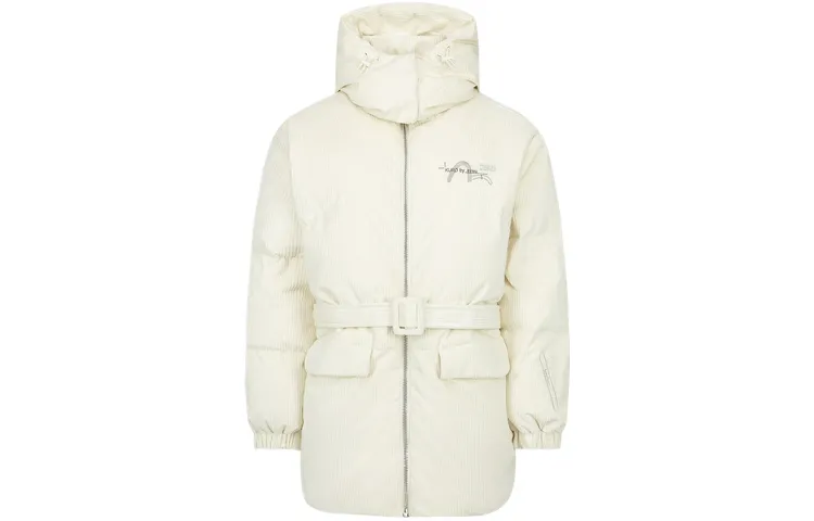 EVISU Down Jackets Women's White Hooded Moderate Down Jacket