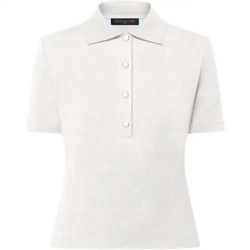 Lv Monogram Piqué Polo Top