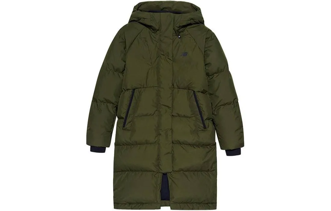 New Balance Down Jackets Women's Olive Hooded Moderate Down Coat