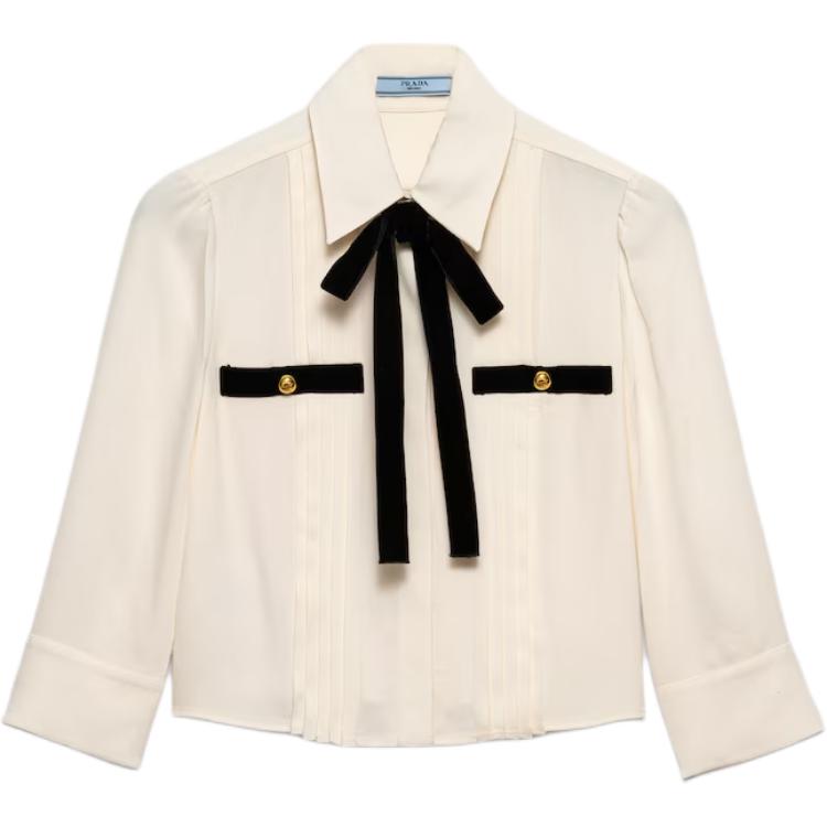Женская рубашка Prada Straight Shirt (микро-белая)