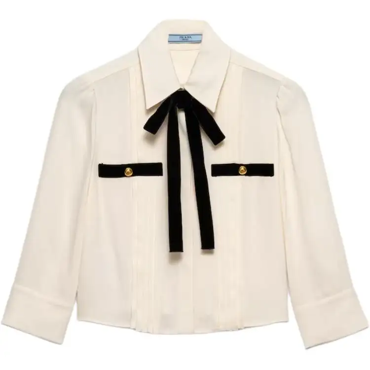 PRADA Pleated Sablé Blouse
