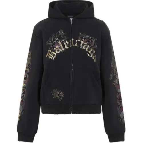 Balenciaga Tacky Tattoo Zip Up Hoodie 'Faded Washed Black'