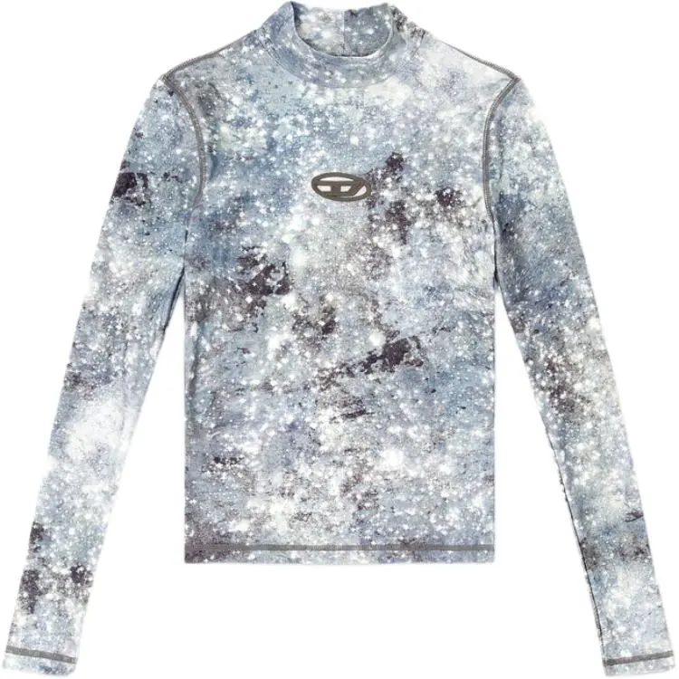 DIESEL OVAL D Regular T Shirt Women's Blue/Gray
