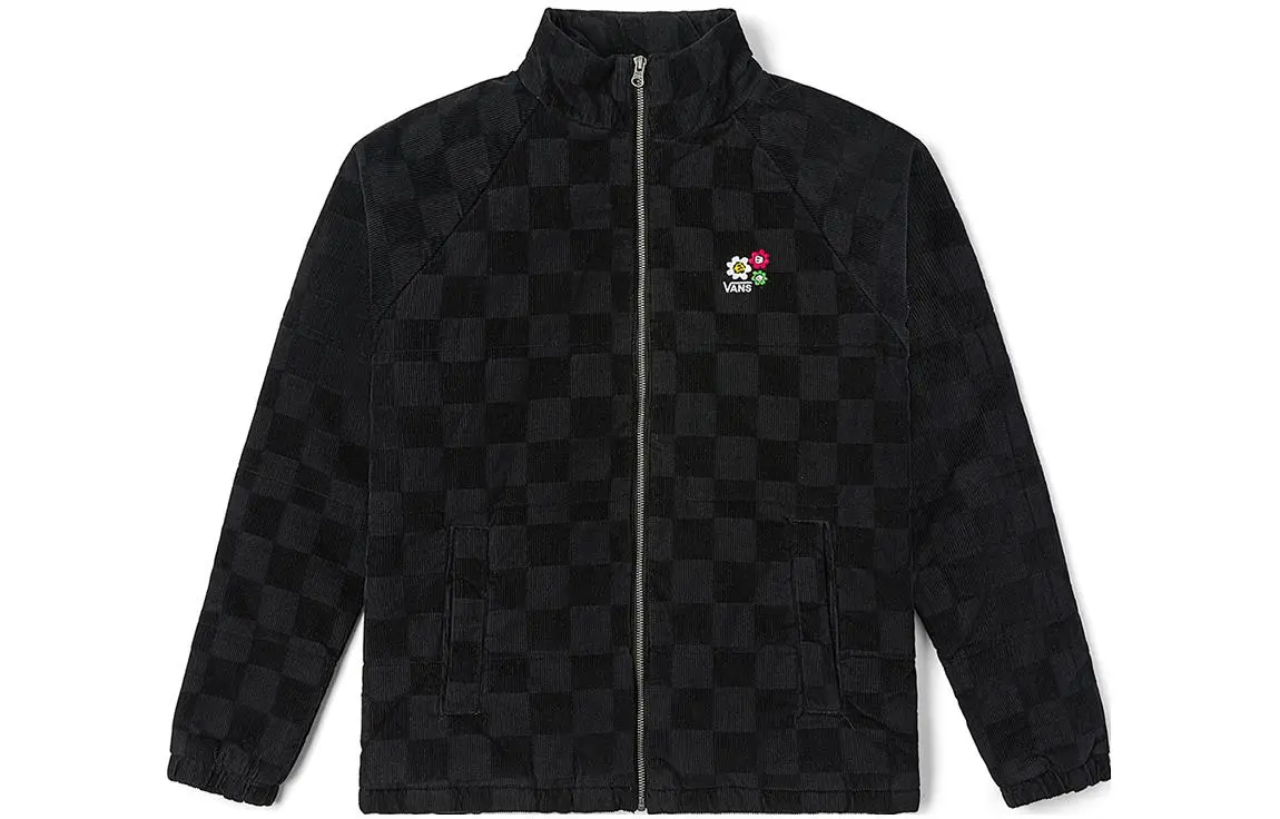 Vans Anaheim Jackets Women's Black Checkerboard Stand Collar Moderate Straight Fit