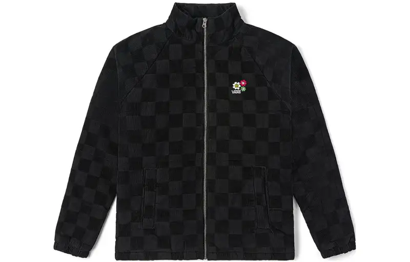 Vans Anaheim Jackets Women's Black Checkerboard Stand Collar Moderate Other