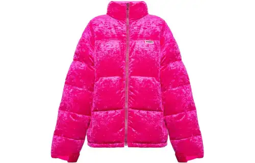 Vetements Logo-patch Velour Down Puffer Jacket