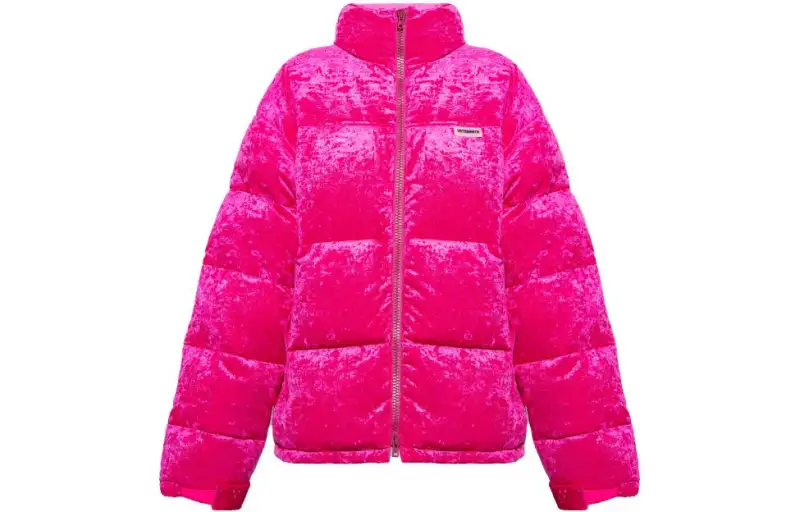 Vetements Logo-patch Velour Down Puffer Jacket
