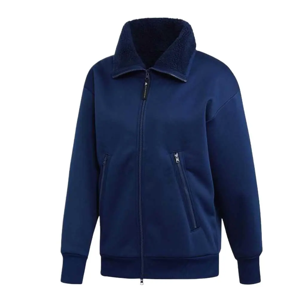 Adidas Performance Thermal Comfortable Fleece Lined Windproof Stand Collar Long Sleeved Jackets & Coats Women's Blue
