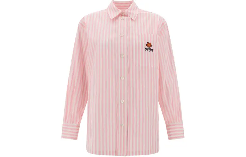 KENZO Logo Embroidered Striped Shirt