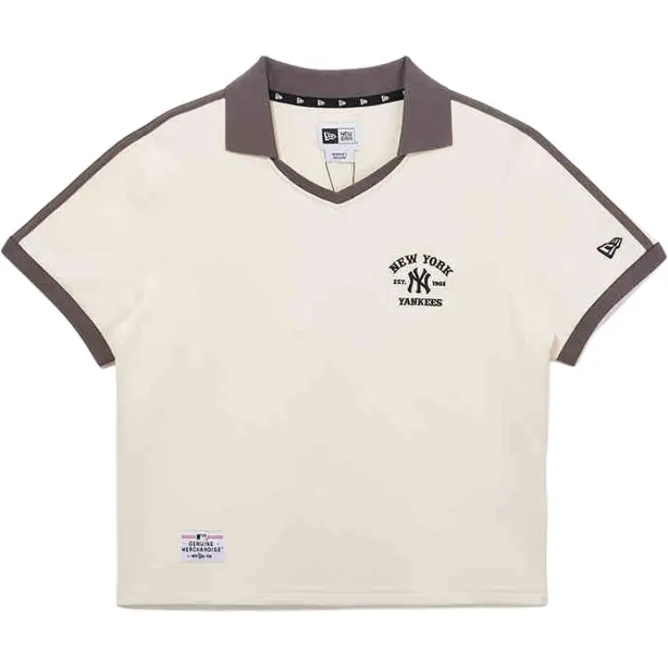New Era New York Yankees Polo Shirts Women's Ivory White Polo Collar