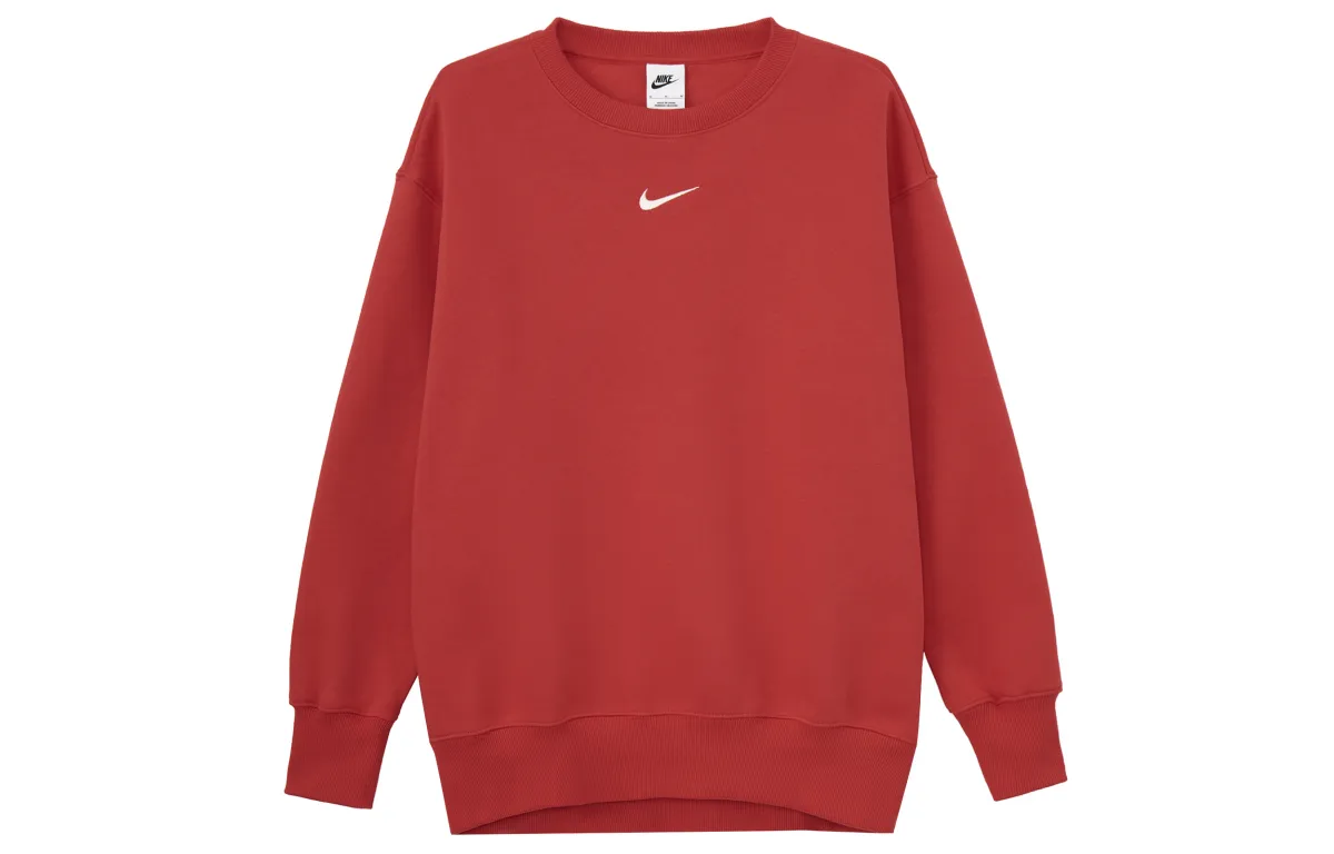 Nike Sportswear Phoenix Fleece Solid Color Crew Neck Fleece Lined Casual Long Sleeved Shirt Sweatshirt Women's