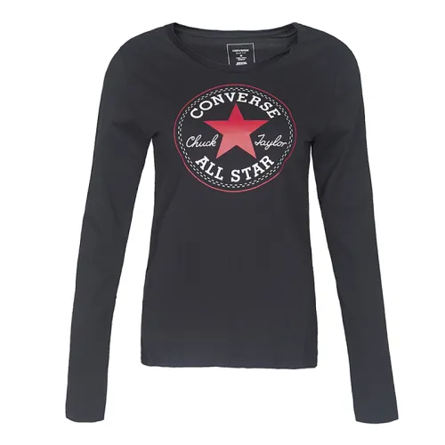Converse T Shirts Women's Black Crew Neck Moderate