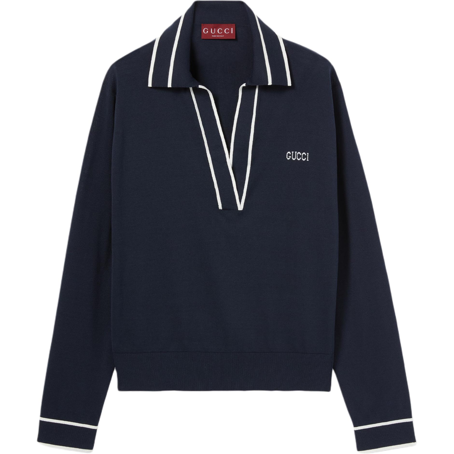 GUCCI Logo Intarsia Polo Top