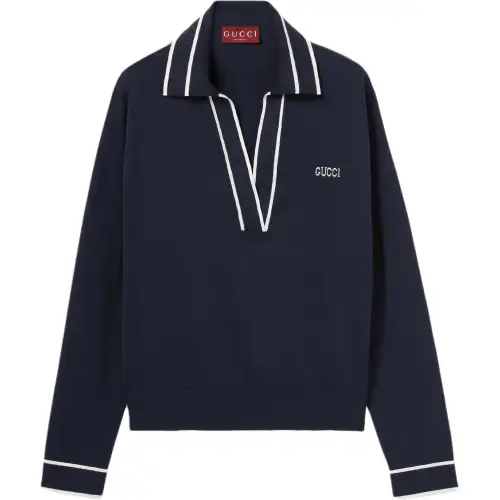 GUCCI Logo Intarsia Polo Top