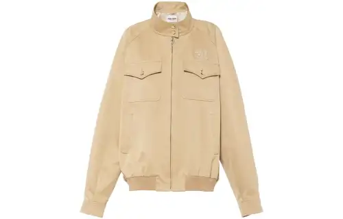 MIU MIU Jackets Women's Brown Stand Collar Moderate Other