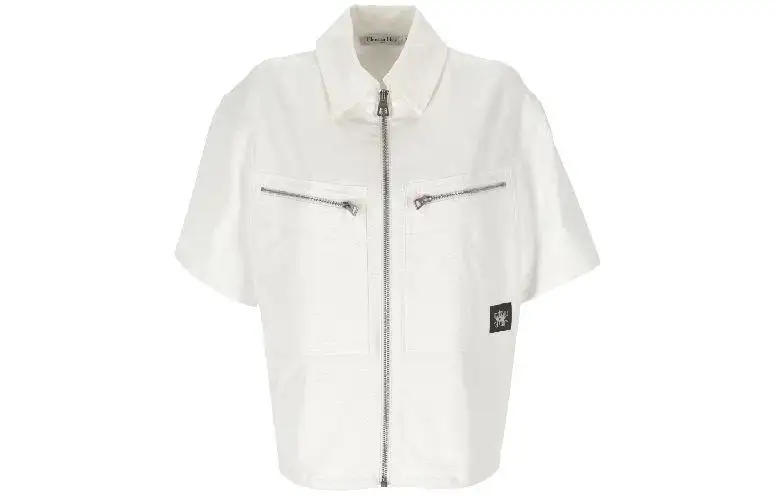 Christian DIOR Logo Patch Zip Up Shirt