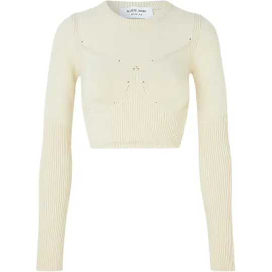 Marine Serre rib-knit long-sleeve top