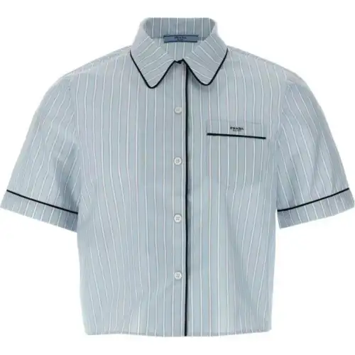 PRADA Shirts Women's Blue Lapel Moderate