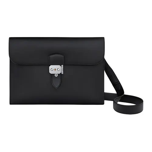 HERMES Evergrain Cow Leather Crossbody Bags Regular Men's Noir Black