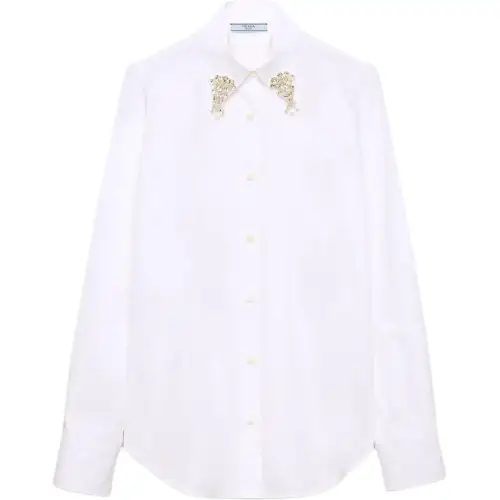 PRADA Shirts Women's White Lapel Moderate