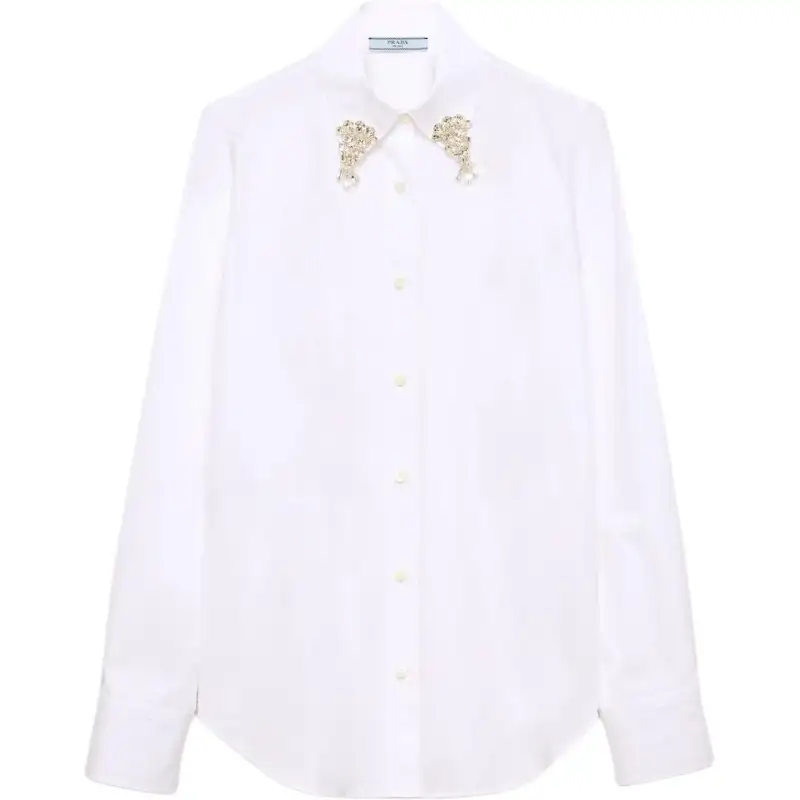 PRADA Shirts Women's White Lapel Moderate