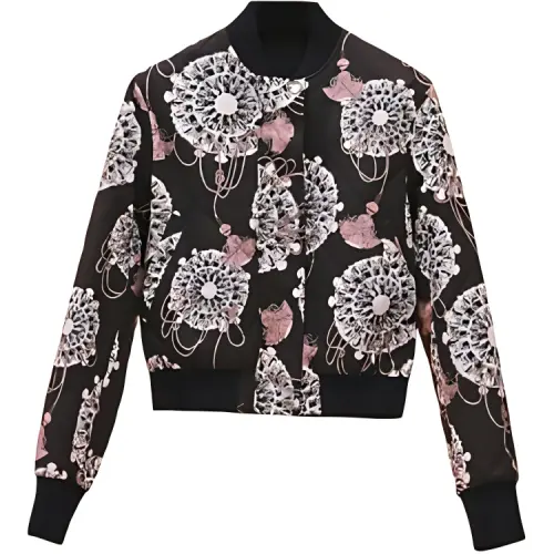 HERMES Jackets Women's Black Baseball Collar Moderate Other