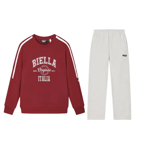 FILA Casual Sportswear Men's Tipsy Wine Red/Moon Pale Gray Crew Neck Moderate