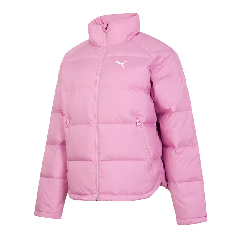 PUMA Down Jackets Women's Pink Stand Collar Moderate Straight Fit