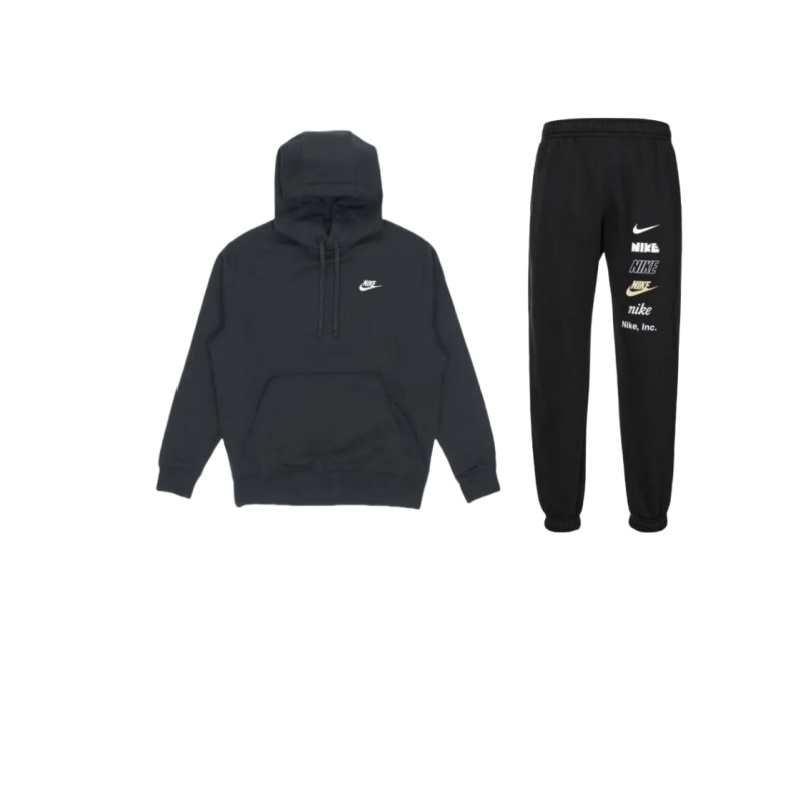 Nike Sportswear Club Fleece Thermal Pullover Fleece Lined Hoodie With Mid Rise Elastic Cuff Pants Casual Sportswear