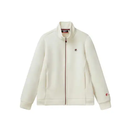 FILA Knitwear Women's White Stand Collar Thickened