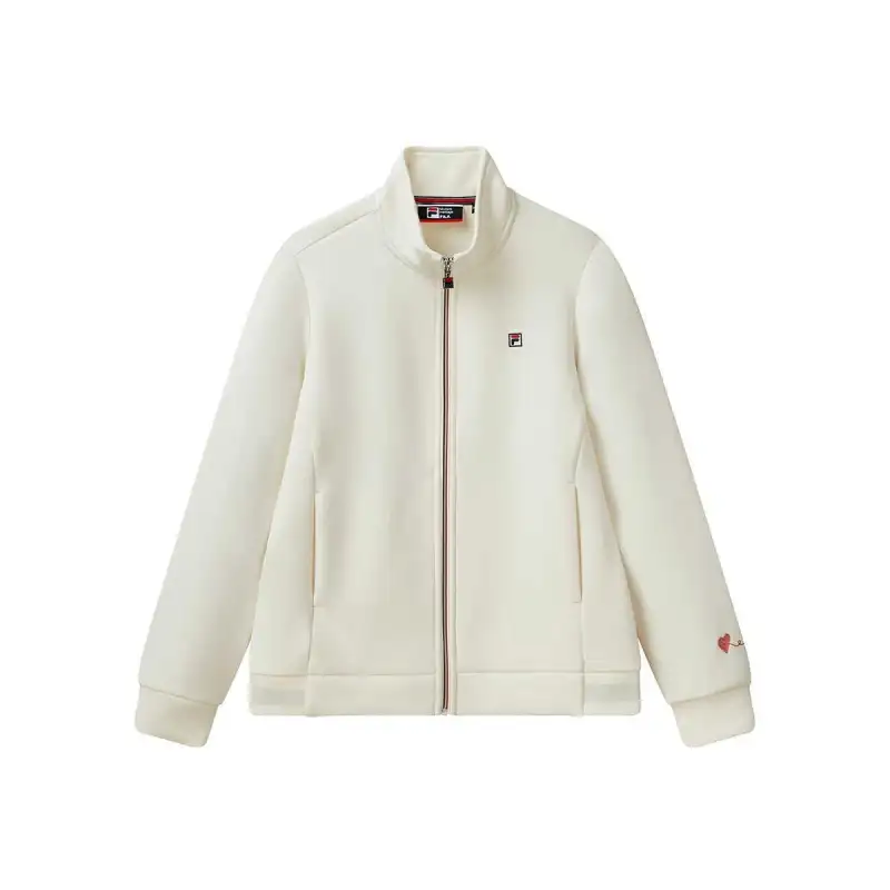 FILA Knitwear Women's White Stand Collar Thickened