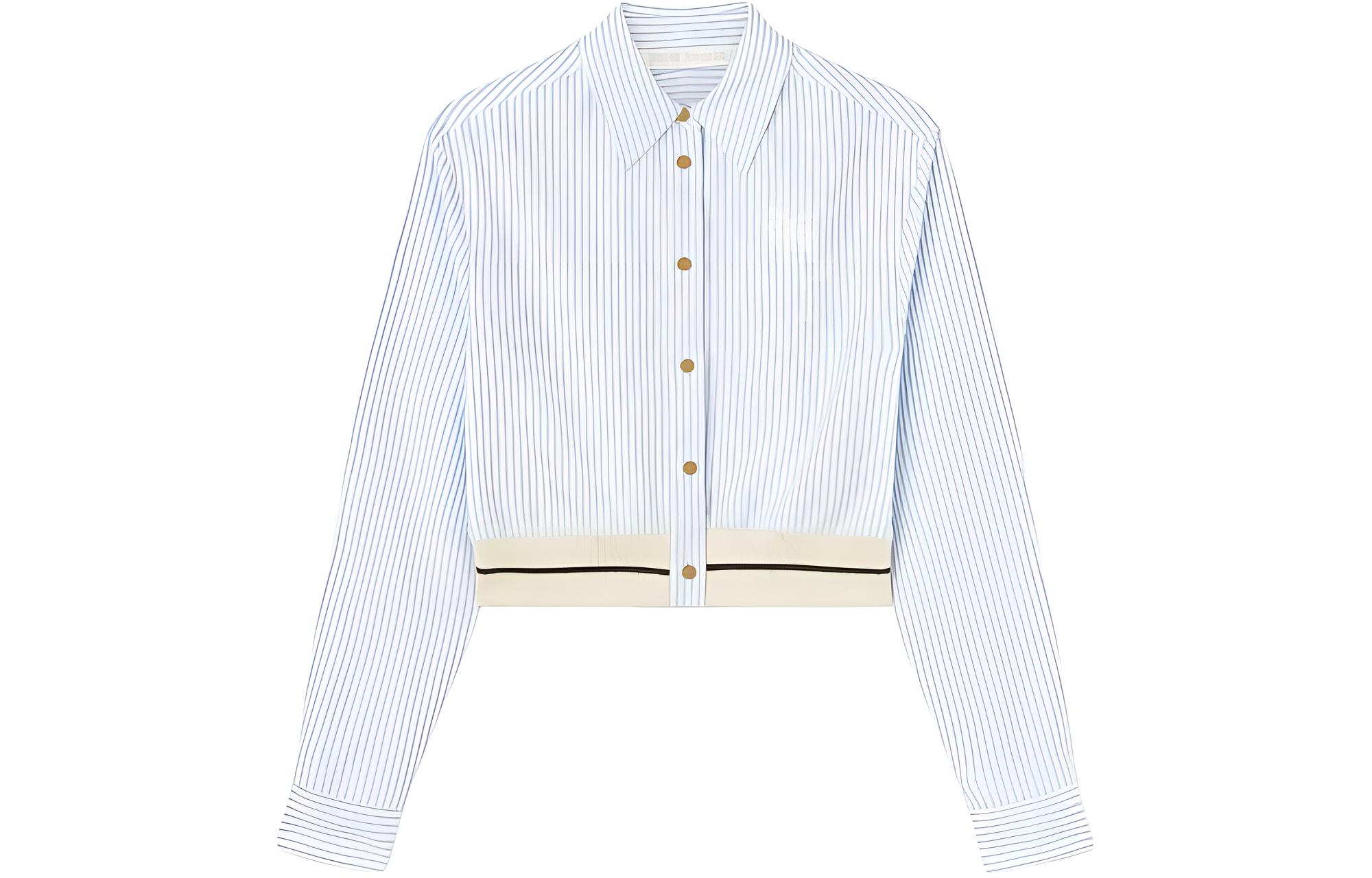 PALM ANGELS Palms Stripes Crop Shirt Blue