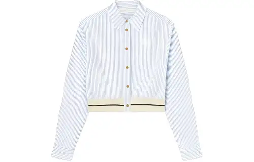 PALM ANGELS Palms Stripes Crop Shirt Blue