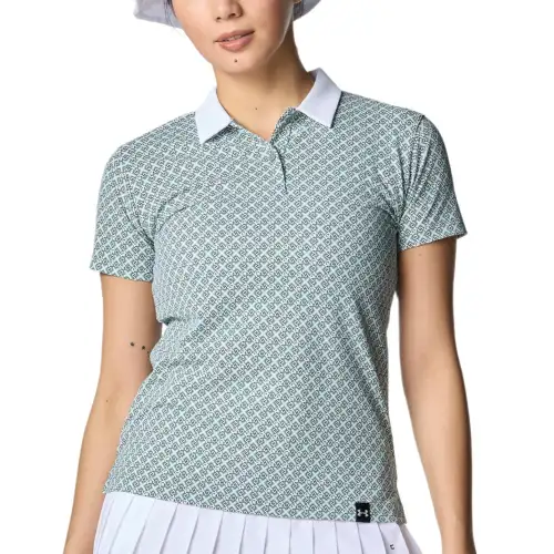 Under Armour ArmorDry Monogram Check Polo Shirt Women's Silicon Dioxide Green/White 348
