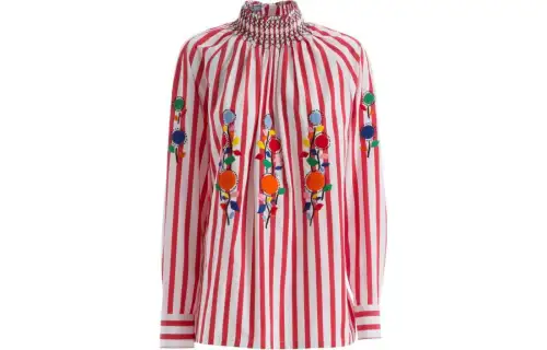 PRADA Shirts Women's Red Stand Collar Moderate Other