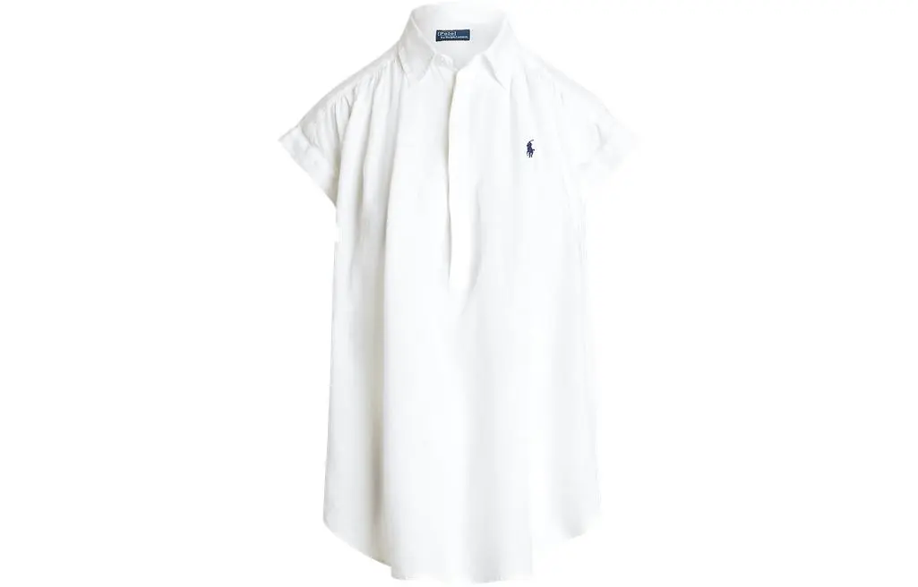 Polo Ralph Lauren Polo Pony Embroidered Curved Hem Blouse