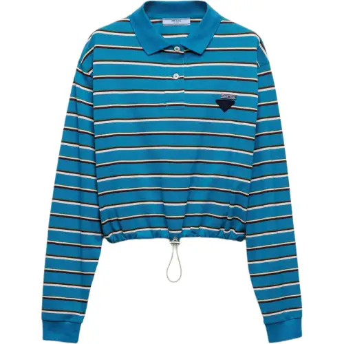 PRADA Long-Sleeved Striped Polo Shirt