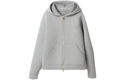 MIU MIU Logo-appliqué Cotton Hoodie