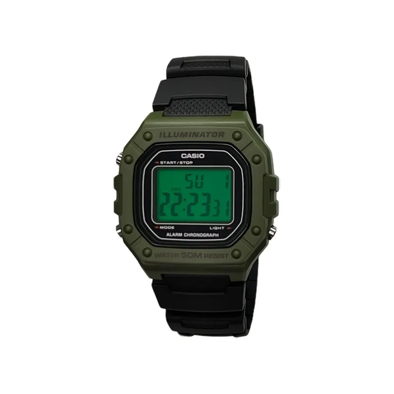 CASIO Custom Collection Quartz Movement Resin Strap Watch Men's Watches Green Dial