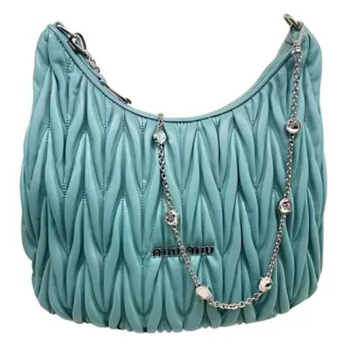 MIU MIU Soft Sheep Leather Handbag, Shoulder Bag, Crossbody Bag Women's Blue