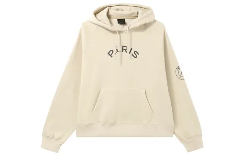 Jordan x PSG Brooklyn SS24 Paris Saint Germain, Letter Hooded Casual Fleece Lined Sweatshirt Women's Khaki