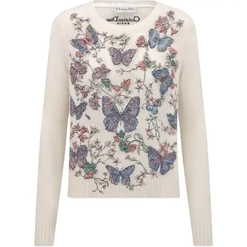 DIOR SS25 Spring Summer Ready to Wear Collection Cashmere Sweater Women's White