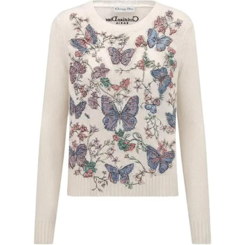 DIOR SS25 Spring Summer Ready to Wear Collection Cashmere Sweater Women's White