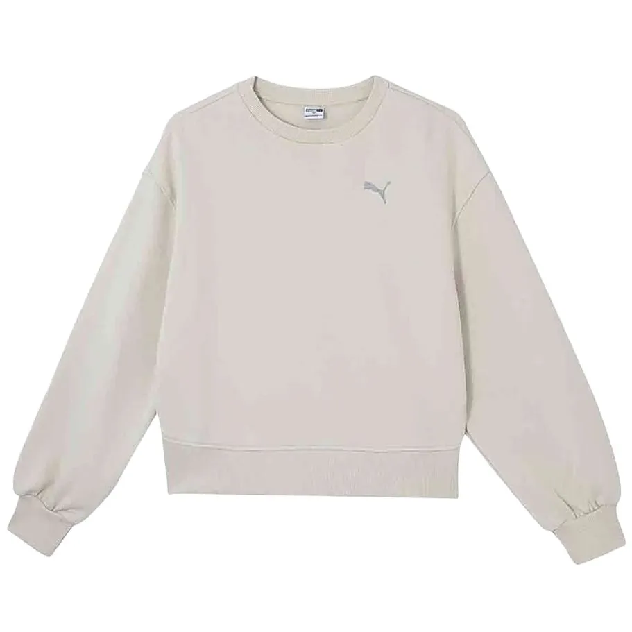 PUMA Sweatshirts Women's White Crew Neck Moderate Regular