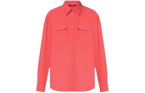LOUIS VUITTON Flap Pocket Silk Shirt Women's Red
